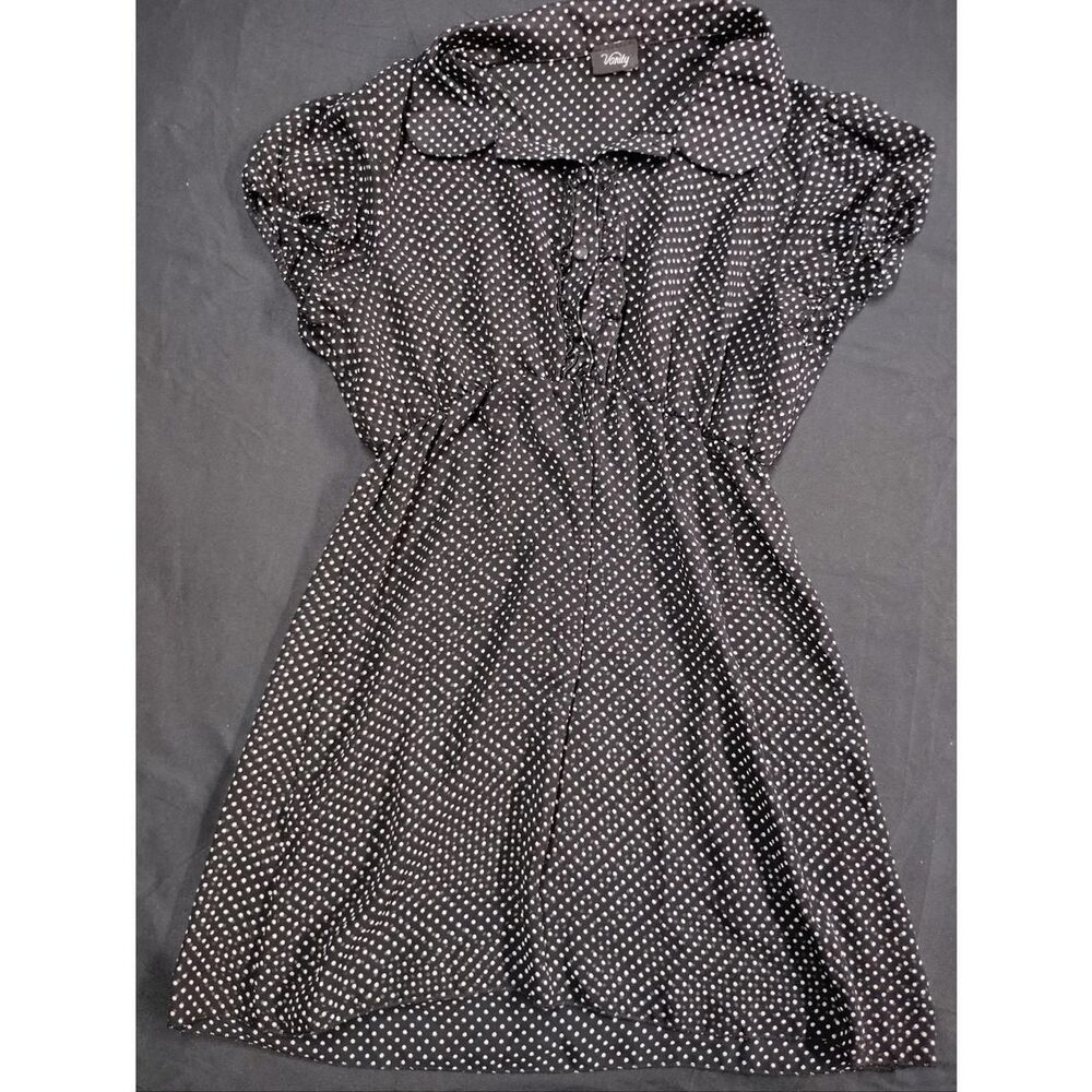 Vanity-fair Women's Black and White Polka Dot Sheer Blouse